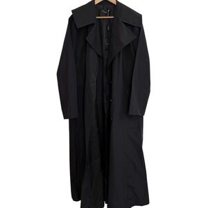 NWT Giuliana Teso Black‎ Trench Rain Coat Silk Luxury Designer Timeless XXL